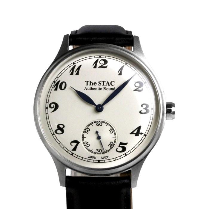 [The Stack] STAC Japanese-Made Watch 36mm Classic Retro White Black Leather ST-AR002 Off-White