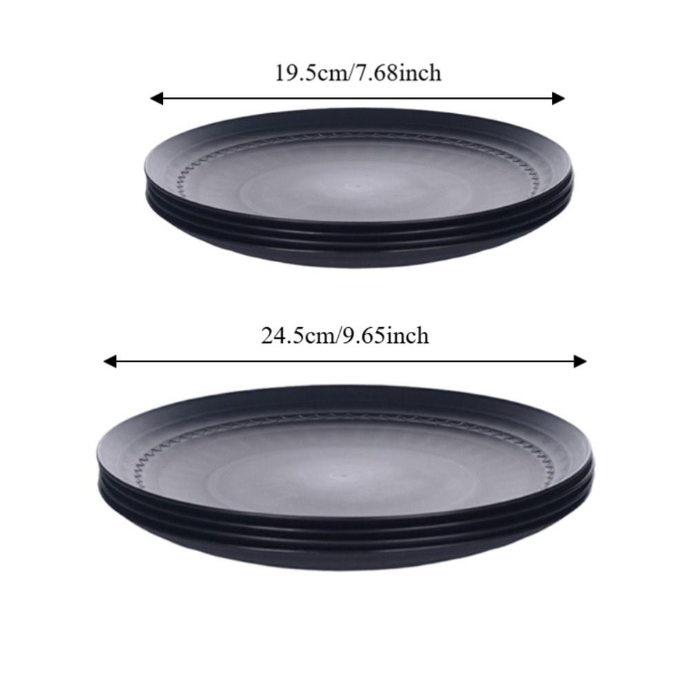 4PCS Heat-resistant Plastic Dessert Plate Round Snack Tray Practical Salad Dish  Outdoor