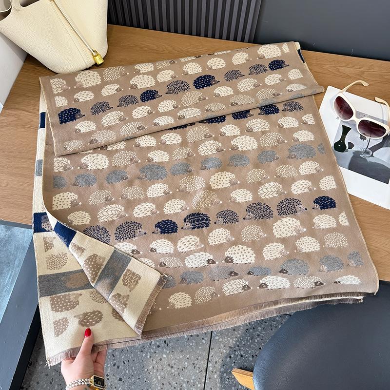 Fashion versatile contrasting colors double-sided imitation cashmere scarf winter high-end warm shawl women