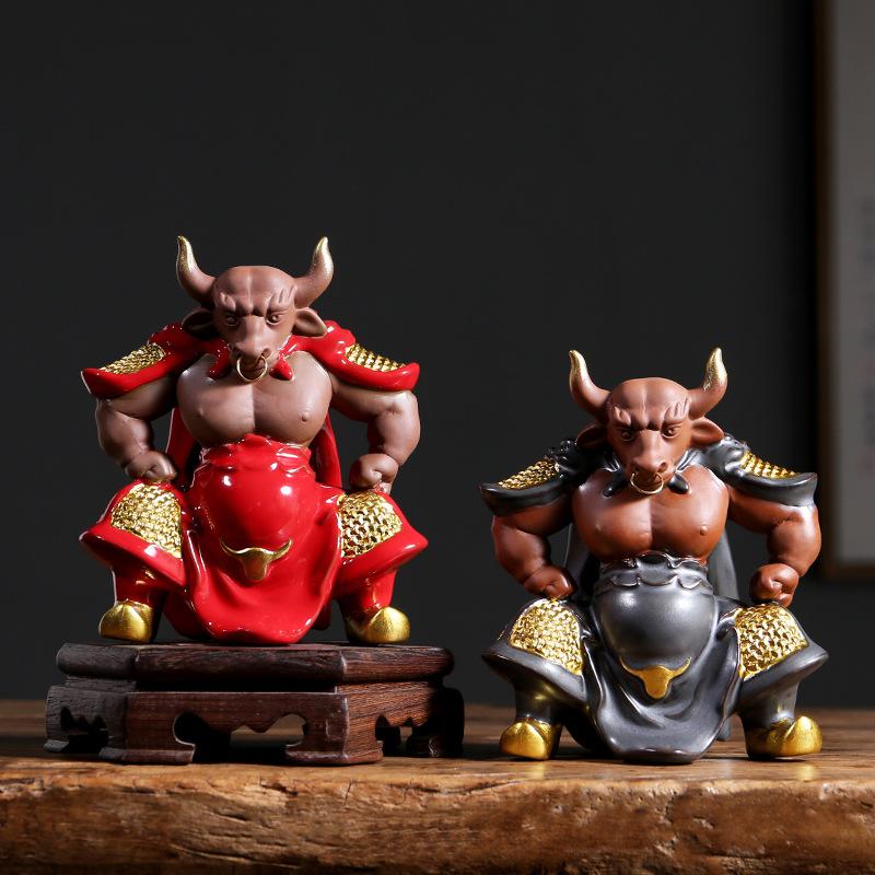 Mythical TV Character Bull Demon King Sculpture Statue Ceramic Art Domineering Home Living Room Bedroom Decoration Ornaments