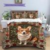 Cats and Dogs with Roses  Pattern Bedding Quilt Set  Home Decoration  Gift (1 * duvet cover + 2 * pillowcase, without core)