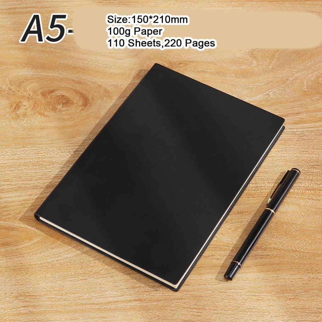 A5 leather business notebook, with strap design, work meeting record book, subject notebook, thickened student diary, lined pages