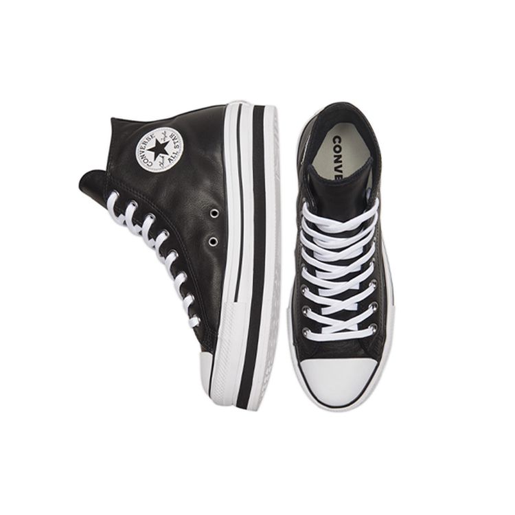 Converse All Star Platform Layer Slip Resistant Lightweight Durable High Top Skate Shoes Women Sneakers Black White 569722C