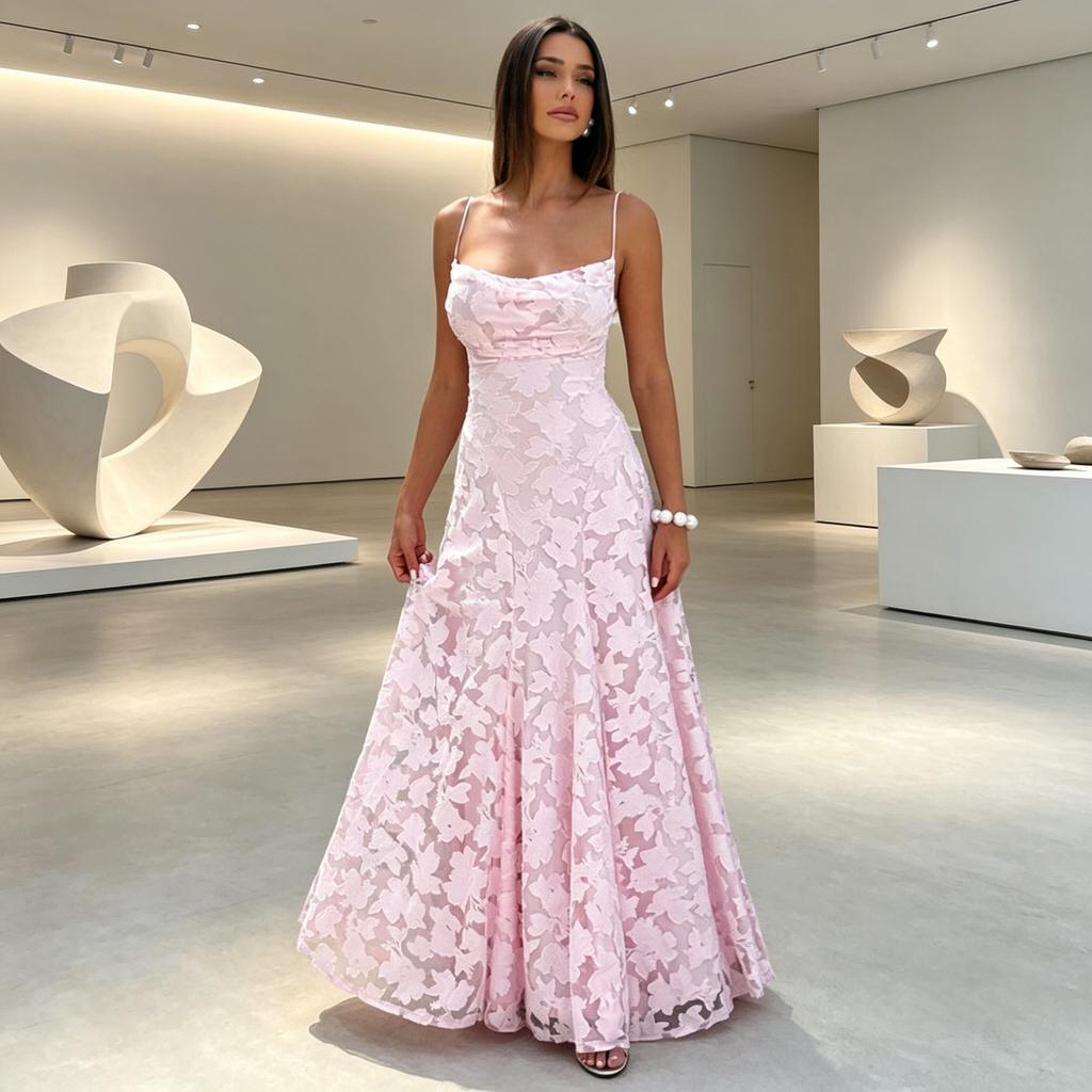 2026 European and American Women's Clothing New Temperament Elegant Evening Dress Dress Lace Sexy Backless Suspender Dress
