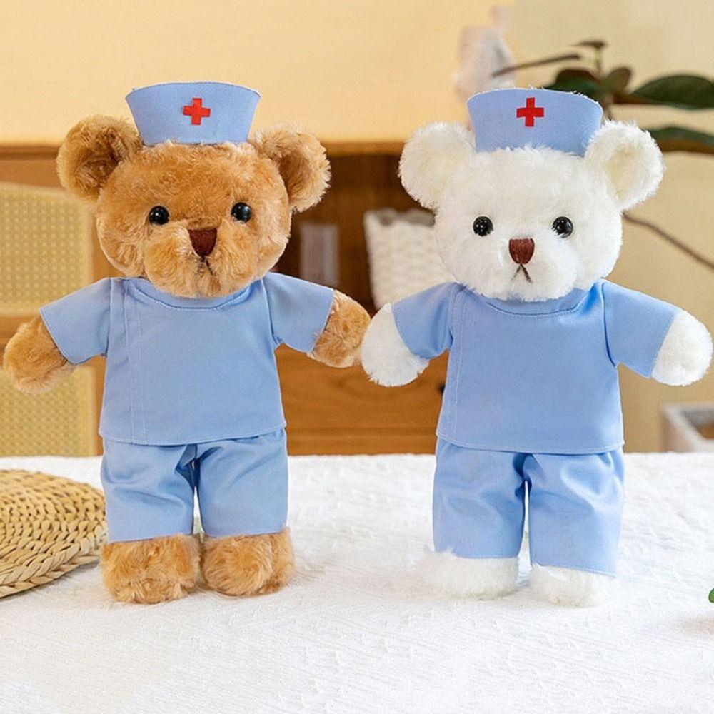 Uniform Nurse Bear Plush White Coat Animal Plush Bear Doctor Bear Stuffed  Gift Nurse's Day