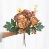 Multicolor Artificial Flower Bouquet Silk Petals Green Leaves Simulation Hydrangea Photo Props Accessories Decorative Flower