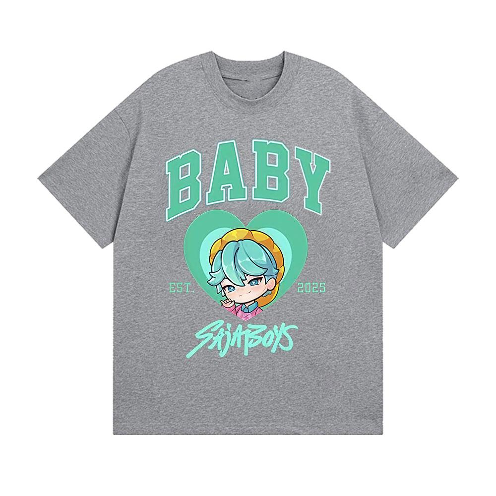 2025 Summer Baby Saja Boys K-pop Demon Hunters Graphic Men Fashion Cozy 100% Pure Cotton Printed T-shirt  Harajuku Tops