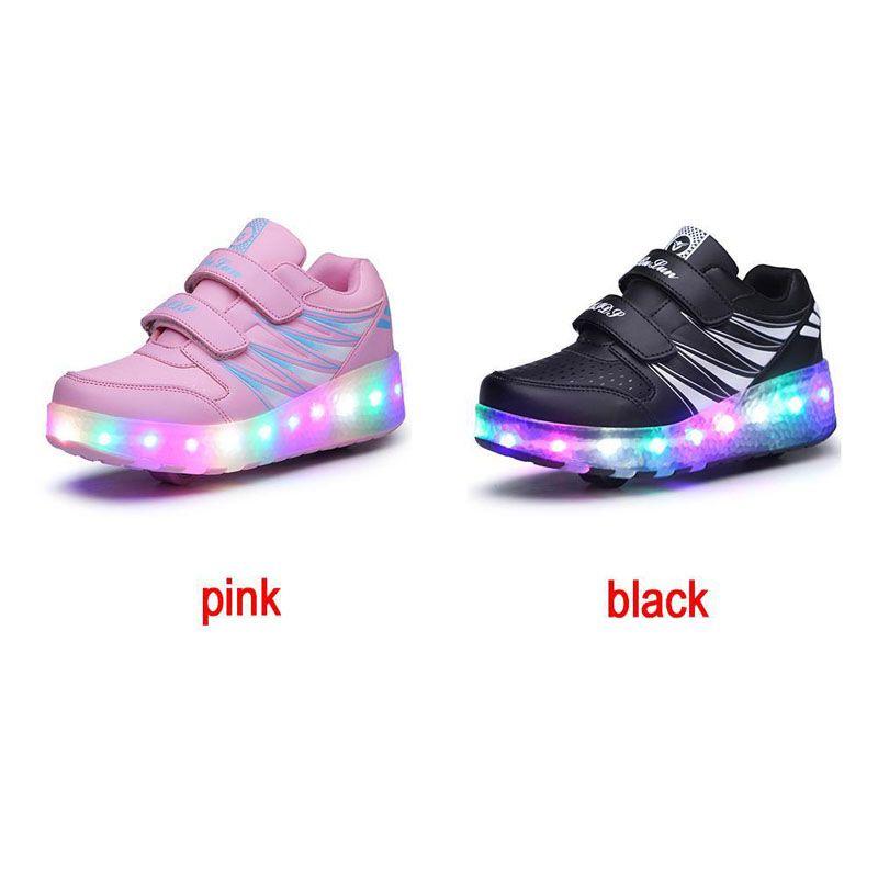 Chaussures LED de Qualité Premium avec Roues Patins à Roulettes Lumineux en Maille Baskets Homme Femme