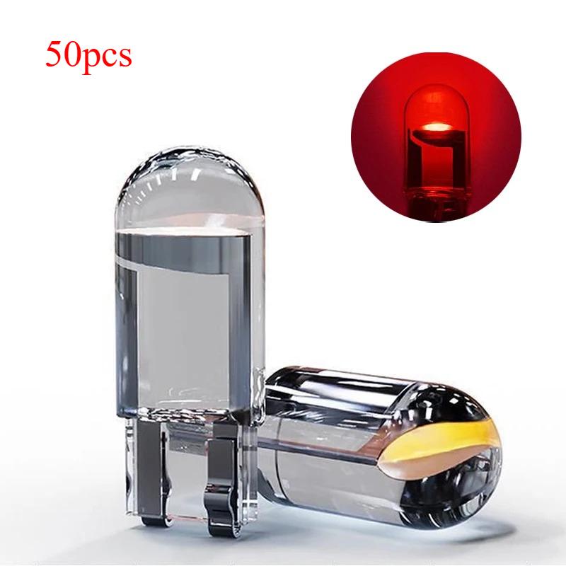 10X New W5W LED Canbus T10 Car Lights COB Glass Interior Parts Bulbs 6000K White Auto License Plate Lamp Dome Read Light 12V
