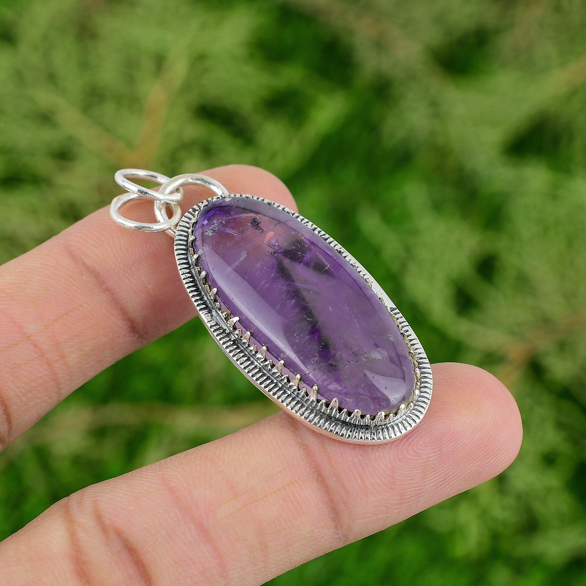 

Серебро 925 пробы Натуральный звездчатый аметист Мать Арт-деко Февраль Рождение Новый кулон