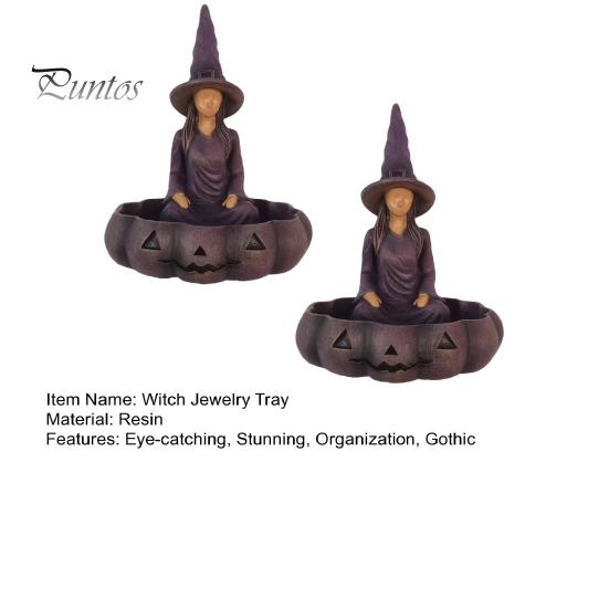 Gift for Witch Lovers Meditating Jewelry Tray, Vintage Gothic Resin Decorative Storage Tray Dish, Mysterious Zen Desktop Organizer Keys Trinkets