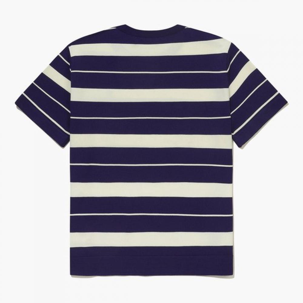 Munsingwear Women Round Stripe Short Sleeve Sweater Violet Mq322lsw81