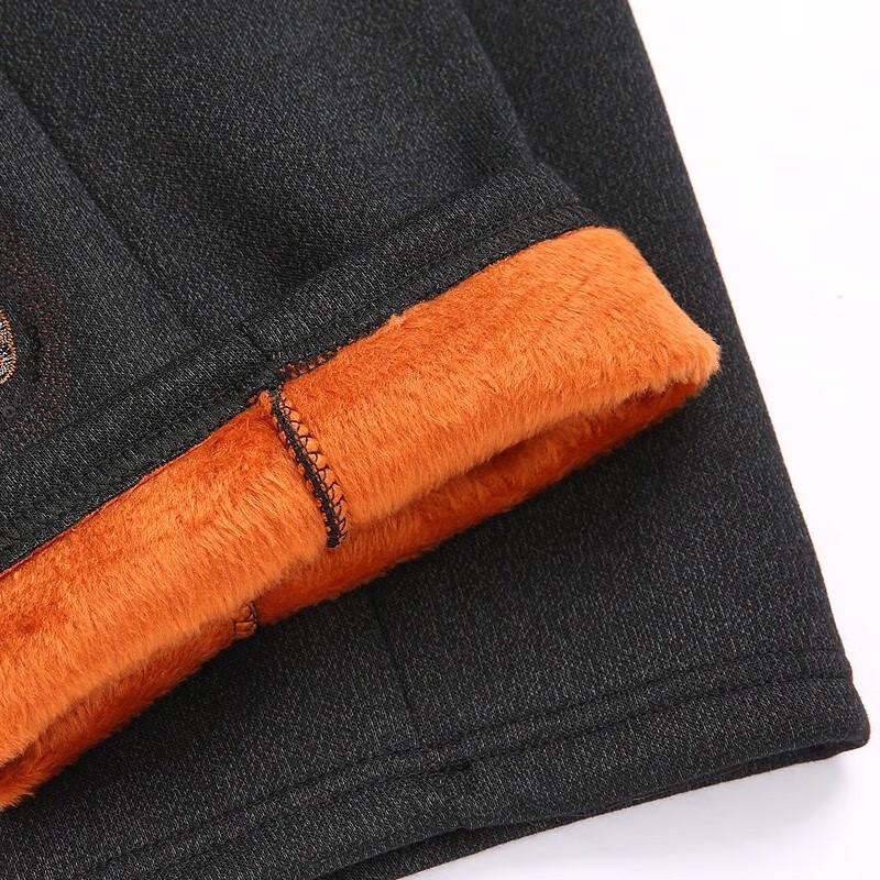 Wanhe Women's Embroidered High-Waist Fleece-Lined Winter Pants