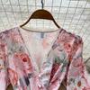 Spring Bohemian Floral Maxi Dresses for Women Runway Cross V-Neck Long Lantern Sleeve Sashes Beach Holiday Dress Boho Robes