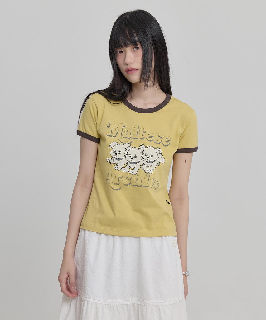 WAIKEI Maltese Archive Ringer Short Sleeve T-Shirt Ver.2 Yellow