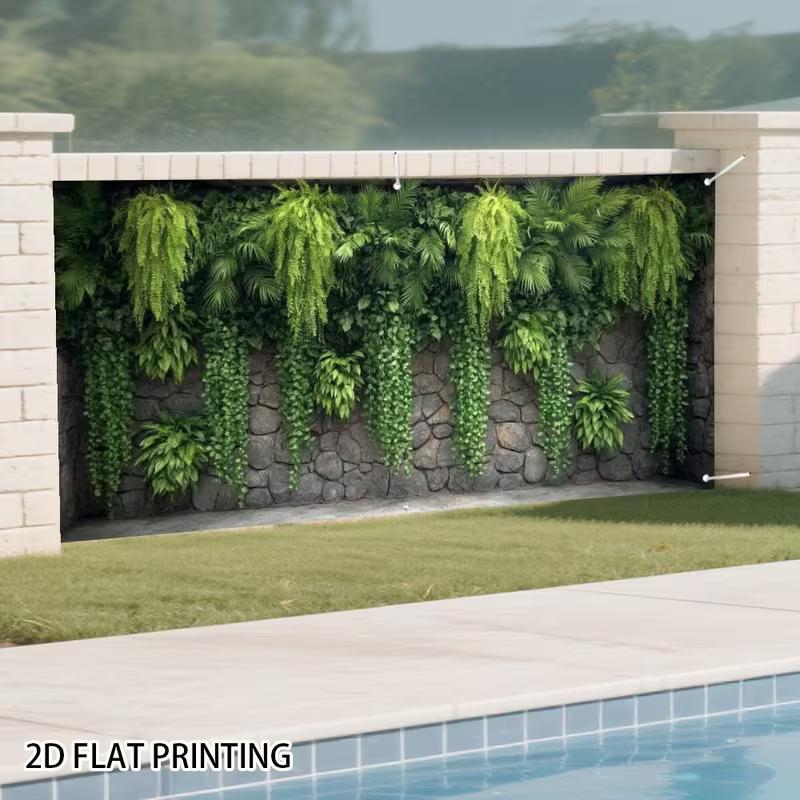 2D Tropical Fern Ivy Rock Wall Background Cloth Live Stream Portrait Backdrop