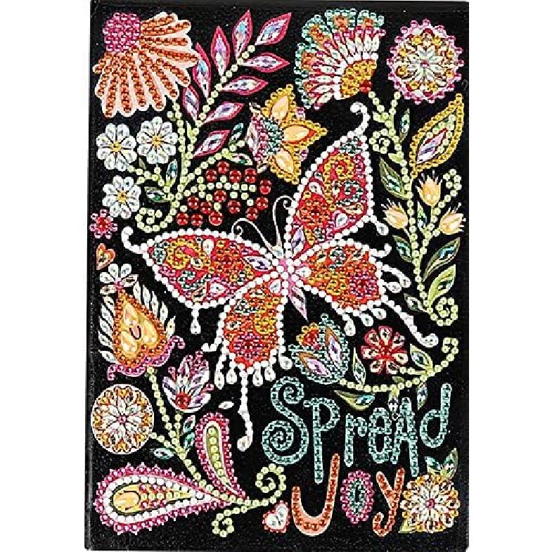 5D Diamond Art Painting Notebook Kits Spread Joy Butterfly Cover Leather DIY Special Shaped Journal Sketchbook Cross Stitch Diamond Art Hardcover