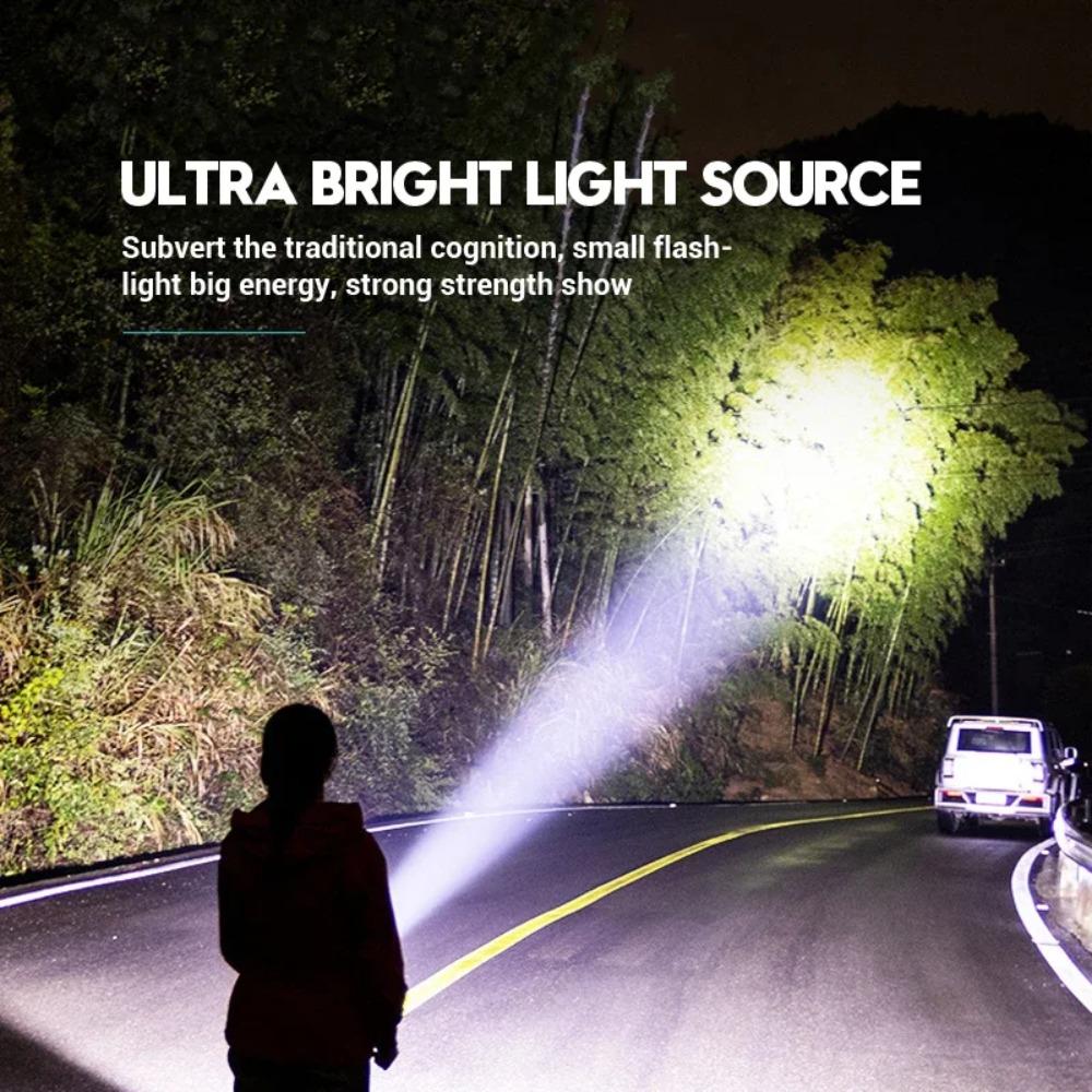 Mini 3 LED Flashlight Portable Rechargeable 18350 Battery, Magnet Powerful Portable EDC Torch for Camping Hiking Emergencies
