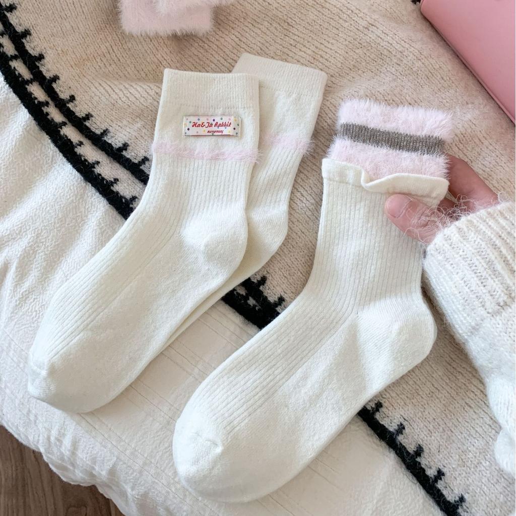 Ladies Autumn Winter Thickened Warm Gentle Wool Medium Tube Stack Socks