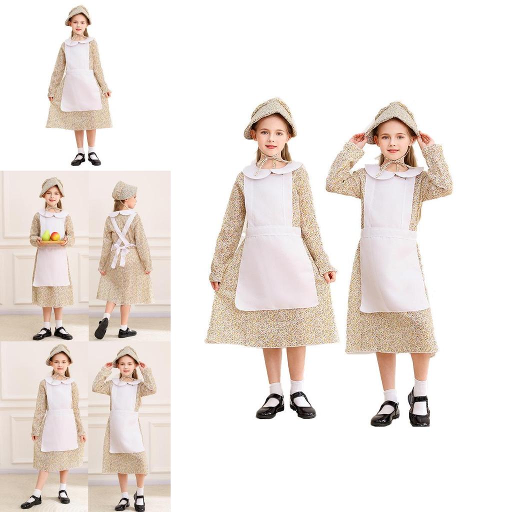 Halloween Childrens Farm Girl Costume With Cotton Blend Fabric For Stage Performances