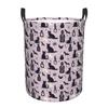 1pc Large Laundry Basket with Handles | Halloween Black Cat Print, Polyester Canvas, Contemporary Style, DOKRIY Brand for Bedroom Storage, Shelf Baske