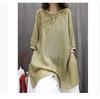 Camicia Ricamata Retro Primavera/Estate Larga Letteraria Casual di Media Lunghezza Top da Donna