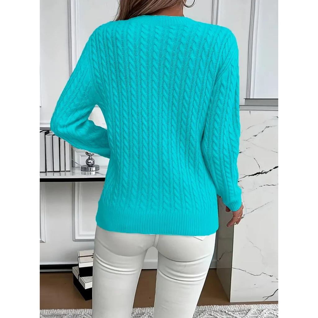 Elegante Damen-Pullover in Unifarben mit Rundhalsausschnitt - Weich, Langlebig, Vielseitig, Sowohl für Freizeit- als auch für formelle Kleidung, Bequem und Figurbetont, Modischer Pullover