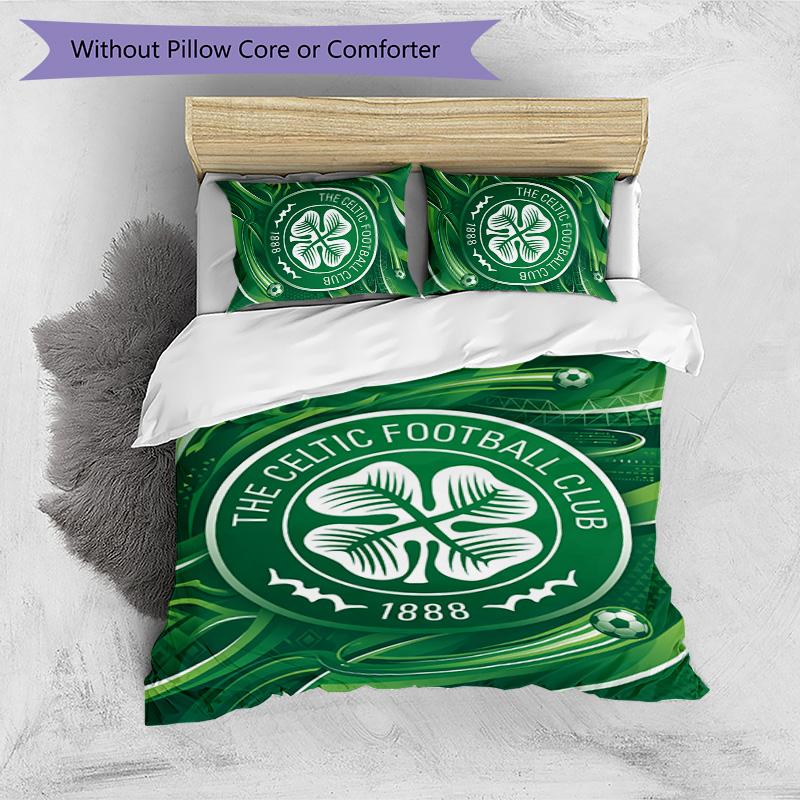 Set Biancheria da Letto Celtic FC Stampato 3 Pezzi Copripiumino Traspirante con Federe Biancheria da Letto Decorativa per Camera da Letto Casa