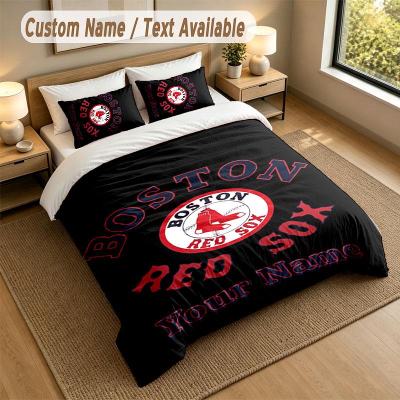 Bedding Set 1 Duvet Cover 2 Pillowcases Boston Red Sox Print Soft Bed Linen Bedroom Decor