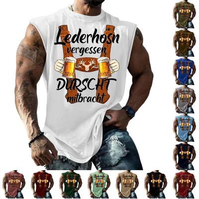 Men Sleeveless Tank Top Loose Fit Casual Streetwear Muscle Shirt Printed Graphic Design Summer Beachwear Gym Workout Vest