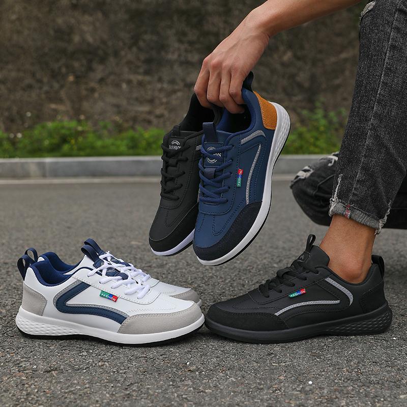 Thin Breathable Men Sneakers PU Leather Climbing Footwear Male Outdoor Light Soft Rubber Sole Jogging Trekking Walking Sneakers