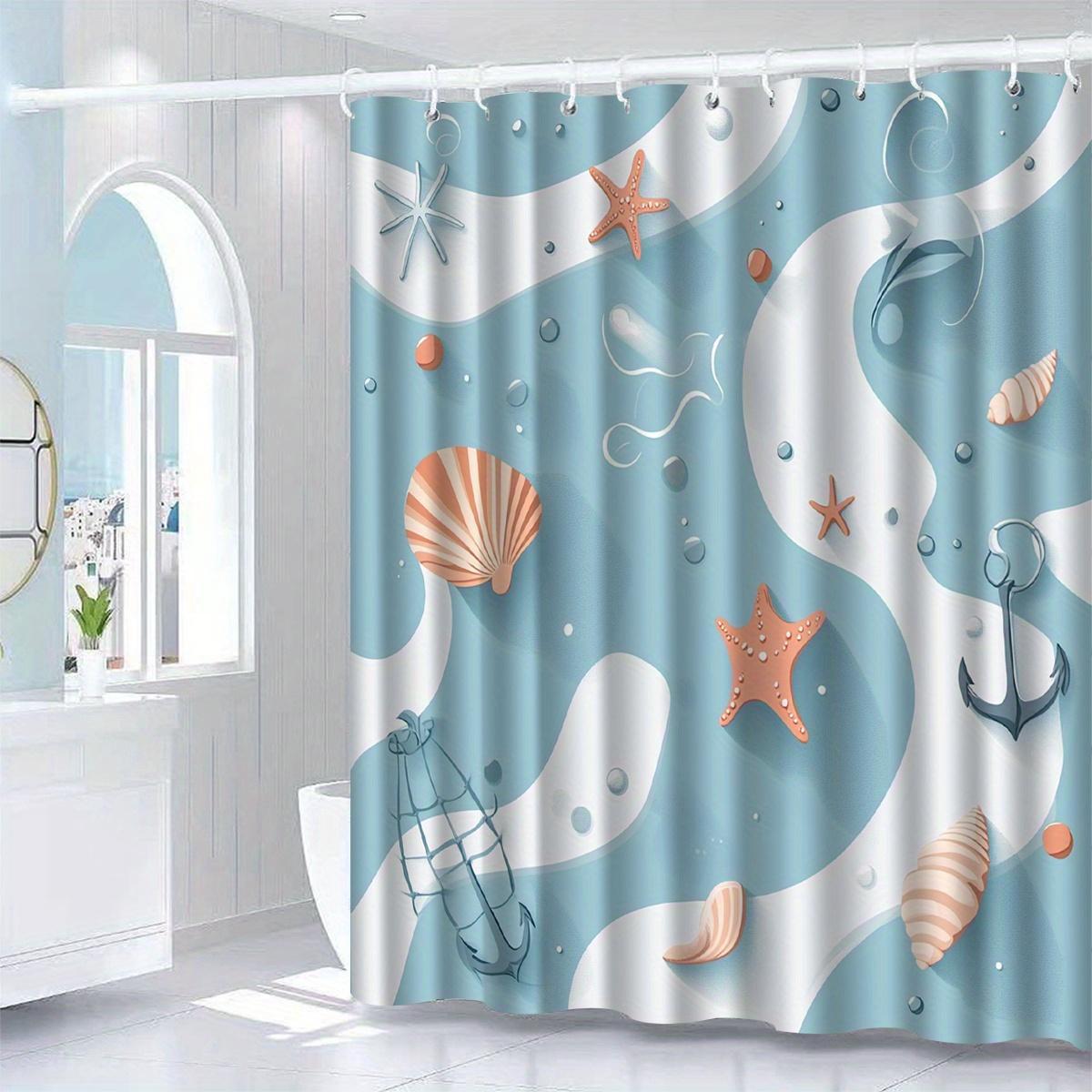 

1Pc Shell Pattern Shower Curtain With Hook, Bathroom Partition, Bathroom Accessories, Home Decoration W60H190(CM)-1 Pcs