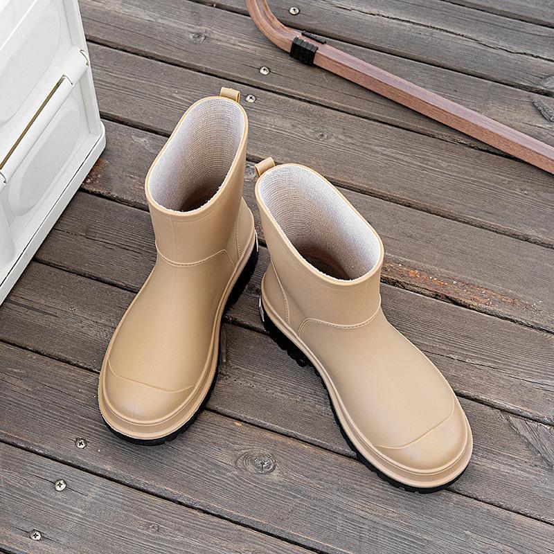 

Студенческие водонепроницаемые дождевые ботинки для взрослых, износостойкие, нескользящие, удобные водные ботинки для кемпинга, вейдинга, резиновые ботинки 40 хаки