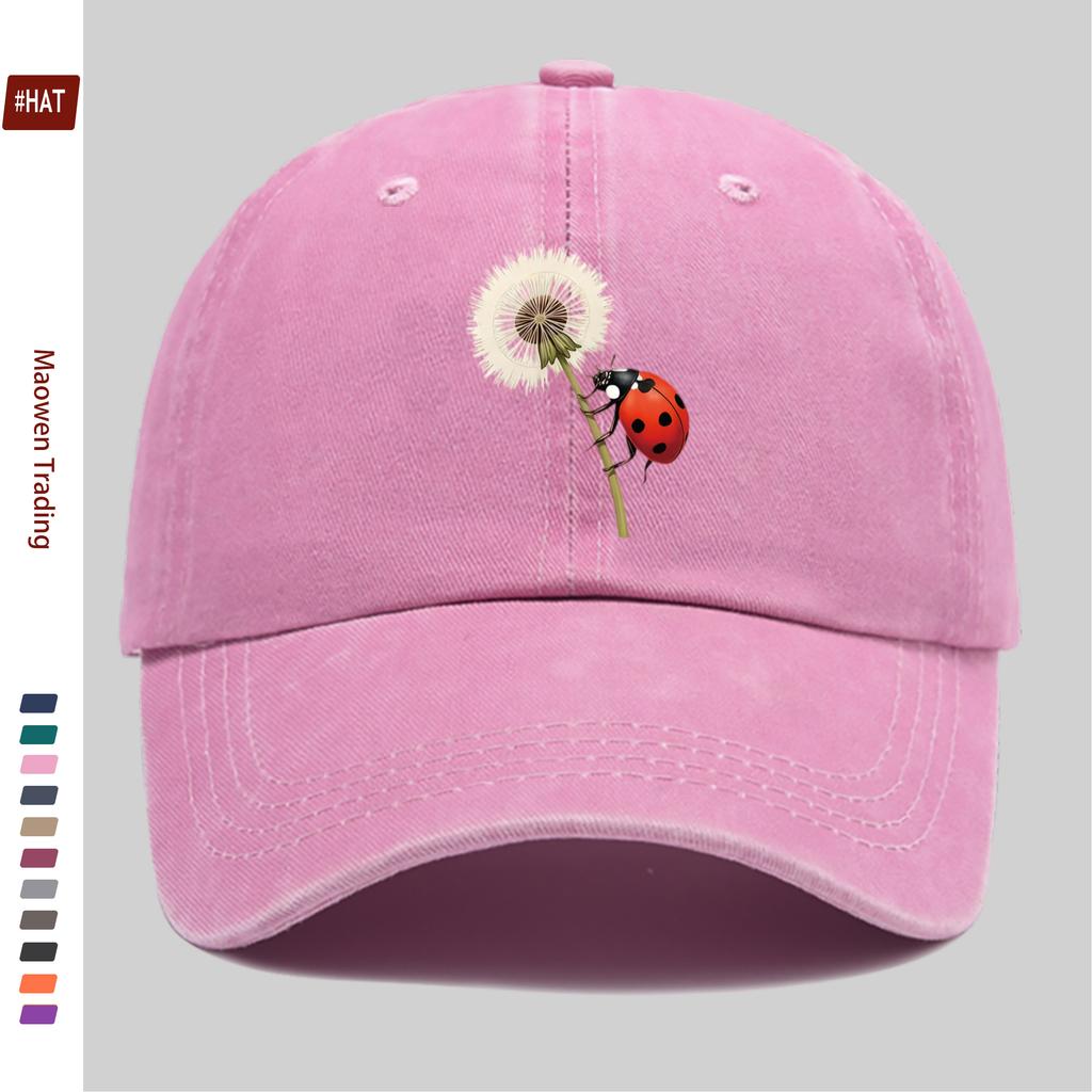 pc Cartoon Dandelion Insect Print Baseball Cap Trucker Sun Hat Comfortable Lightweight Papa Hat Dad Mom Beach Party Decor Ha