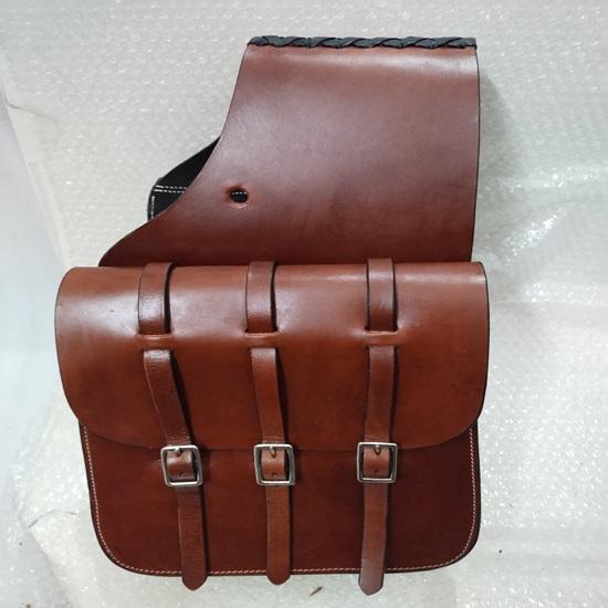 New Western Horse Leather Simple Saddle Bag Genuine Saddle Bag for Horse .