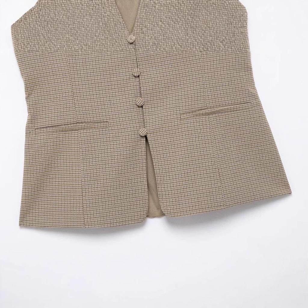 TAOP&ZA Spring/Summer Women's Sexy Slim Fit Plaid Bandeau Tank Top