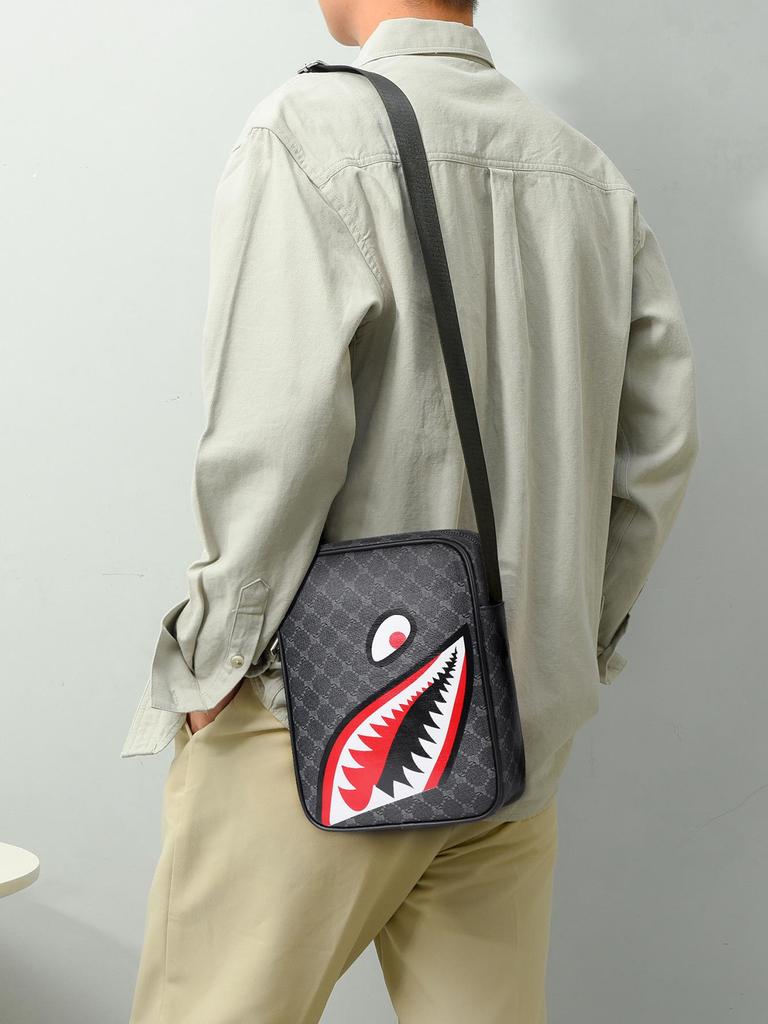 Męska casualowa torba na ramię z rekinem: Biznesowy plecak i torba crossbody o dużej pojemności na kampus
