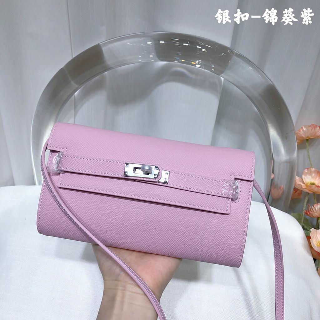 Neue Kelly-Geldbörse aus Rindsleder erster Schicht, Damenhandtasche aus echtem Leder, Handflächenmuster, lange Clutch-Tasche, Umhänge-Umhängetasche.