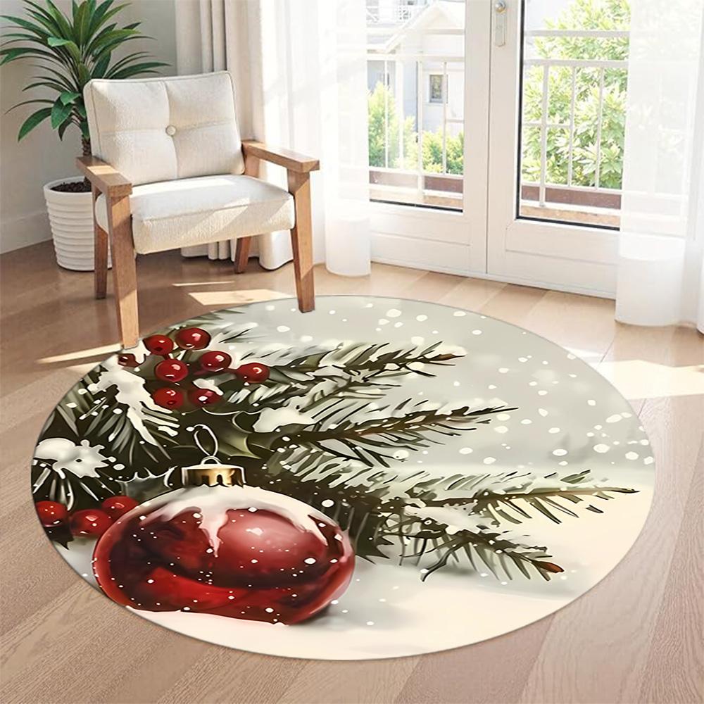 Christmas Round Floor Mat Suitable for Bedrooms Balcony Decorate Room Dining Room Antislip Round Carpet Decorate Offices