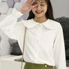 Women's Trendy White Shirt: College-Style Doll Collar, Long Sleeve, Loose Fit for Autumn/Spring