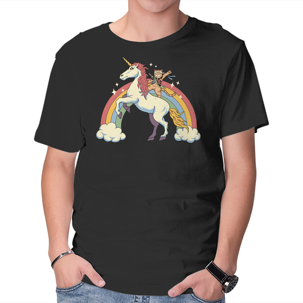 Unisex Crew Neck T-Shirt Unicorn Catana Graphic Short Sleeve Casual Tee XL
