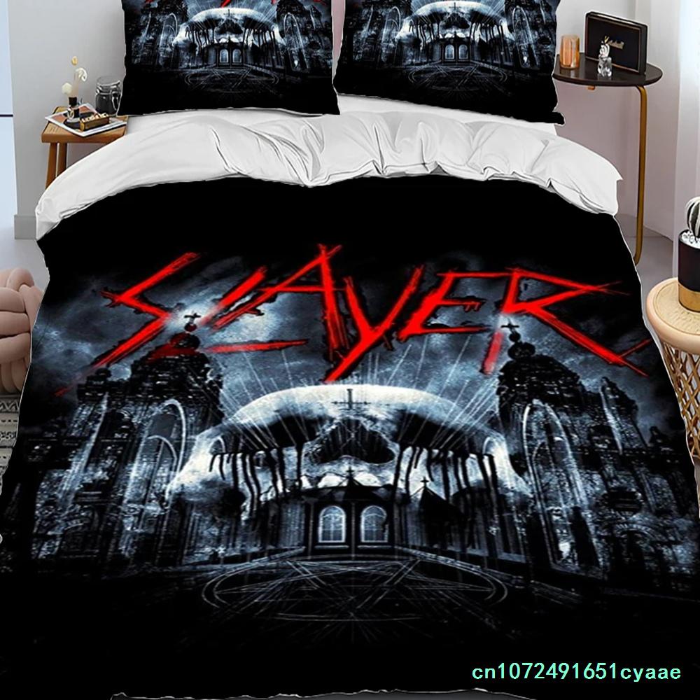 Slayer Heavy Metal Band Music Comforter Bedding Set,Duvet Cover Bed Set Quilt Cover Pillowcase,king Queen Size Bedding Set Boys