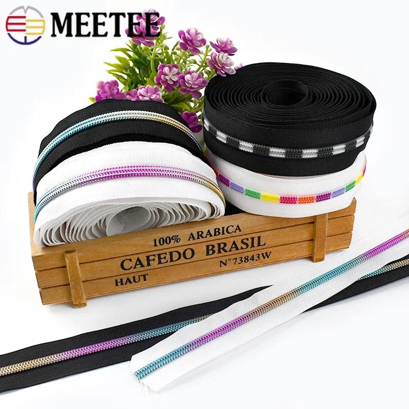1-10M Meetee 5# Nylon Zippers Coil Plastic Zipper Tapes By The Meter Sewing Zips for Clothes Repair Kit Replacement Accessories