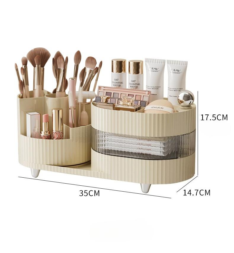 Cosmetic Organizer Makeup Storage Box Desktop Dustproof Rotating Pen Holder Layers Large Capacity Jewelry Lipstick Makeup Boxes