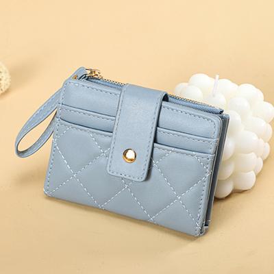 Women Wallet Wristlet Bi-fold Multi-slots Zipper Solid Color Credit Card Holder Faux Leather Students Short Coins
