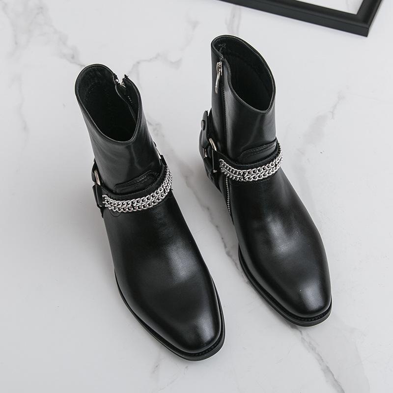 Zipper Chelsea Boots Chain High Street English Style Martin Boots 22 Winter High-top Platform Heightened