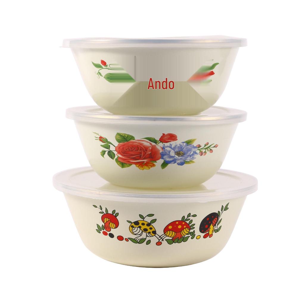Thick Retro Enamel Bowls: Mixing, Soup, Rice, Salad, & Basin Options