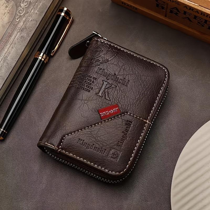 Vintage Organ Men Card Holder Wallet PU Leather Letter Card Bag Purse Multiple Card Slots Portable Credit  Stylish Retro Design