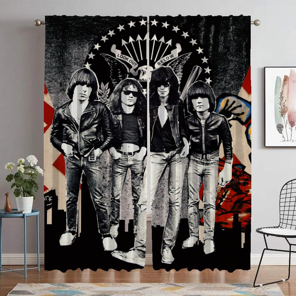 Ramones Curtains Child Room Curtains for Bedroom Shades Blackout Curtain for Room 2 Panel Halloween Decoration Partition Living