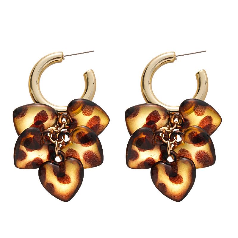 Meillard Leopard Print Acrylic Heart Geometric Earrings - Autumn Winter Retro Niche High-End Accessories for Women.